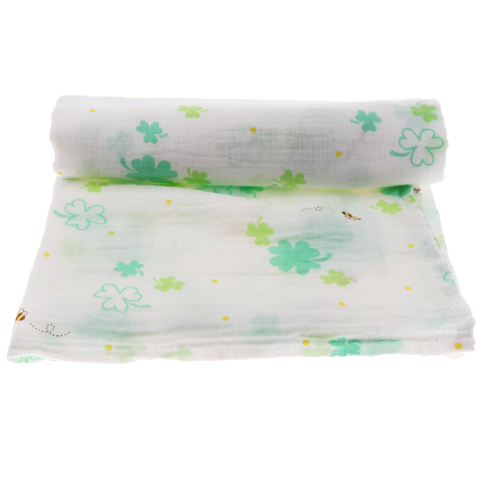 Baby Swaddling Blanket Soft Muslin Cotton Swaddle Towel Lucky Clover