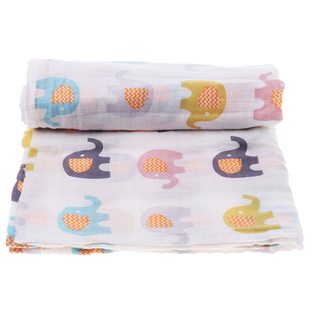 Baby Cotton Gauze Wrap Towel Infant Swaddle Blankets Color elephant