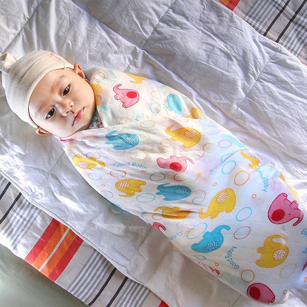 Baby Cotton Gauze Wrap Towel Infant Swaddle Blankets Color elephant