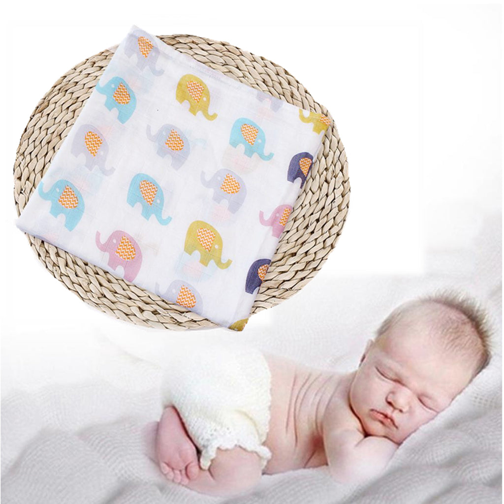 Baby Cotton Gauze Wrap Towel Infant Swaddle Blankets Color elephant