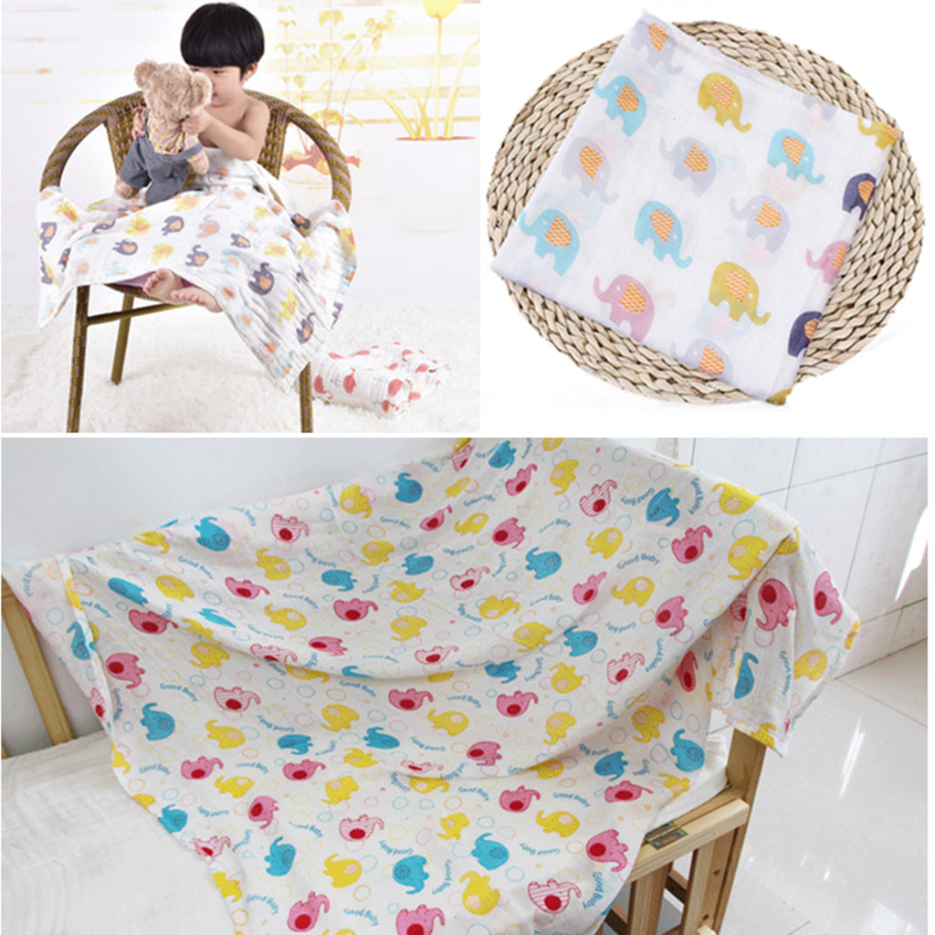 Baby Cotton Gauze Wrap Towel Infant Swaddle Blankets Color elephant