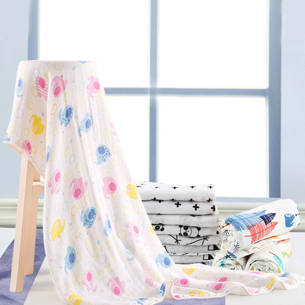 Baby Cotton Gauze Wrap Towel Infant Swaddle Blankets Color elephant