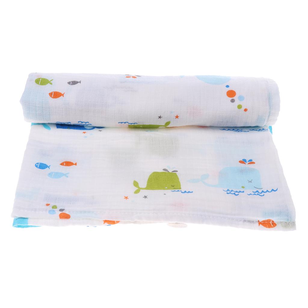 Baby Cotton Gauze Wrap Towel Infant Swaddle Blankets Little whale