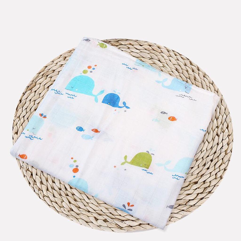 Baby Cotton Gauze Wrap Towel Infant Swaddle Blankets Little whale