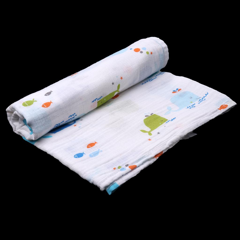 Baby Cotton Gauze Wrap Towel Infant Swaddle Blankets Little whale