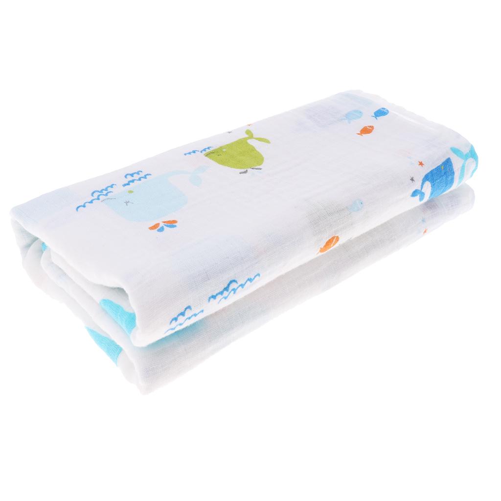 Baby Cotton Gauze Wrap Towel Infant Swaddle Blankets Little whale