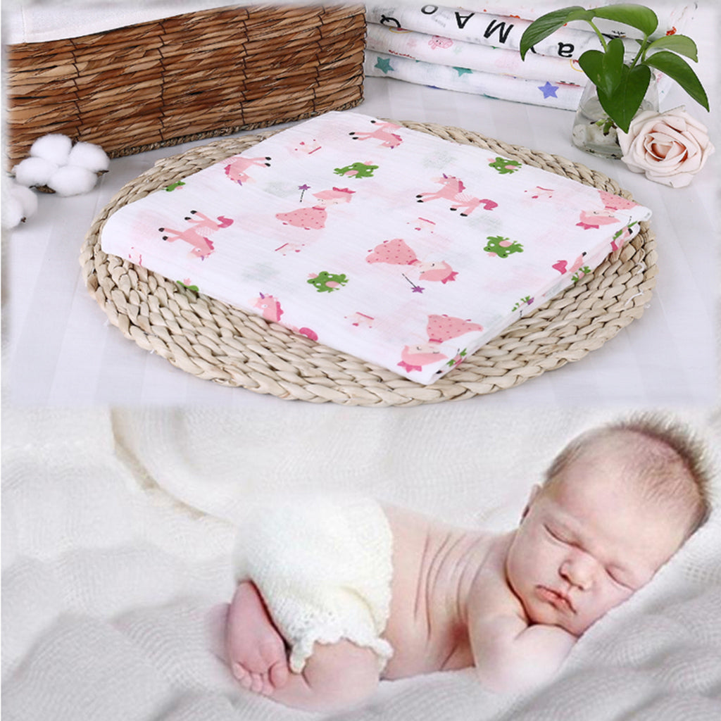 Baby Cotton Gauze Wrap Towel Infant Swaddle Blankets Frog Unicorn