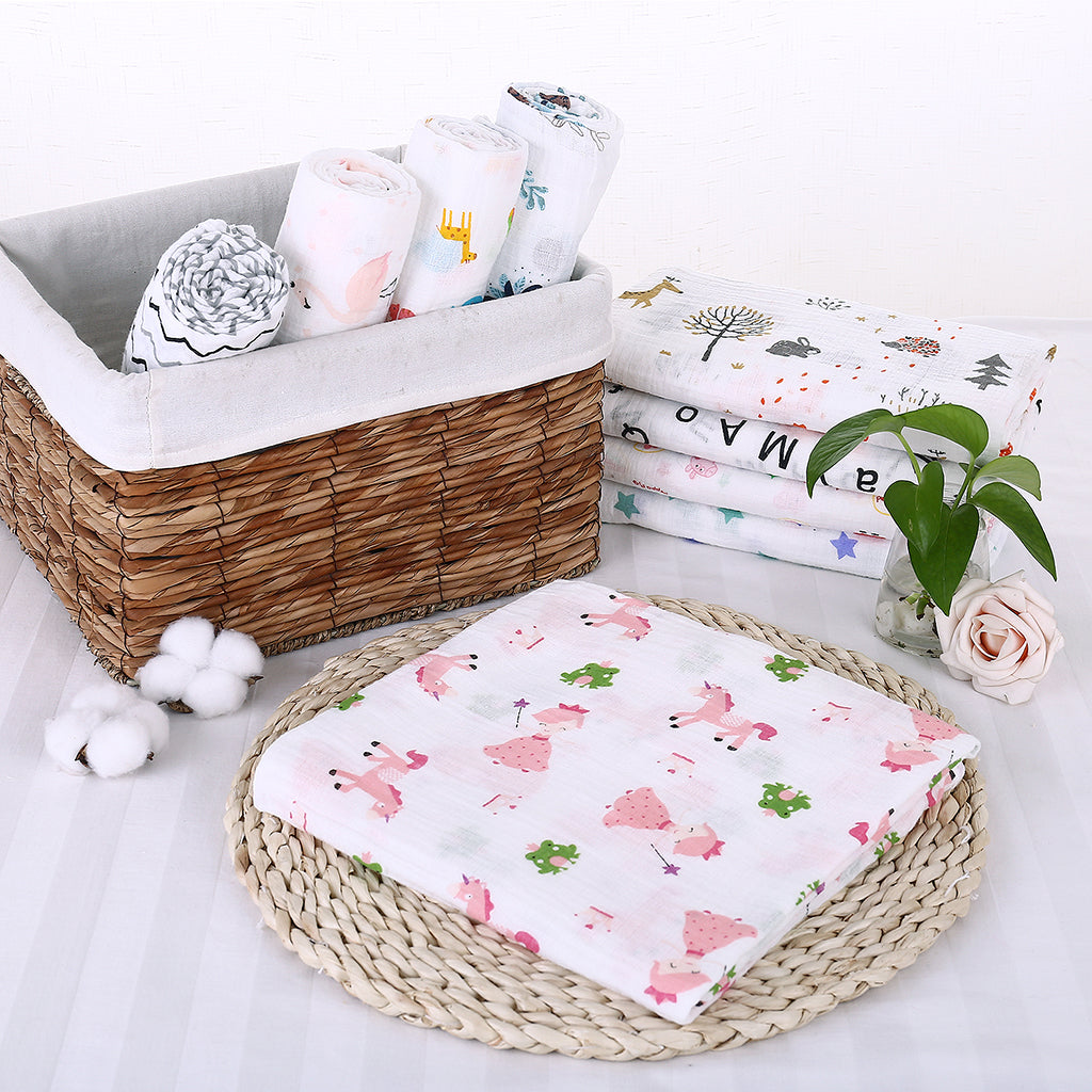 Baby Cotton Gauze Wrap Towel Infant Swaddle Blankets Frog Unicorn