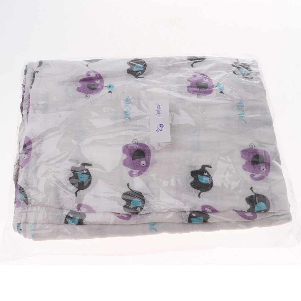 Baby Cotton Gauze Wrap Towel Infant Swaddle Blankets Purple Elephant