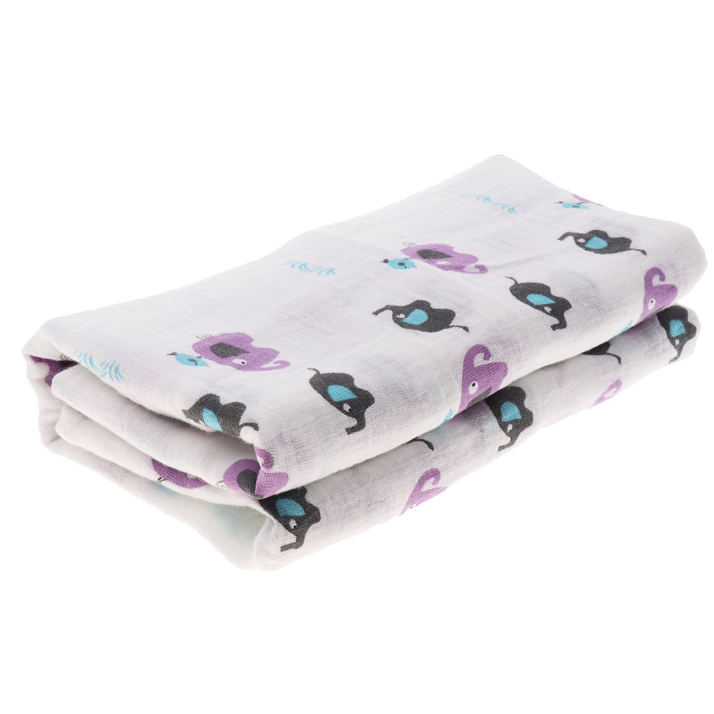 Baby Cotton Gauze Wrap Towel Infant Swaddle Blankets Purple Elephant