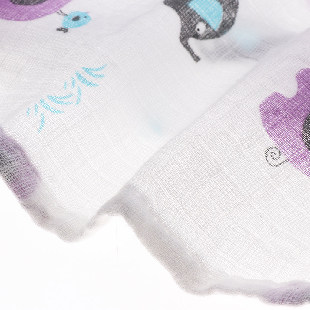 Baby Cotton Gauze Wrap Towel Infant Swaddle Blankets Purple Elephant