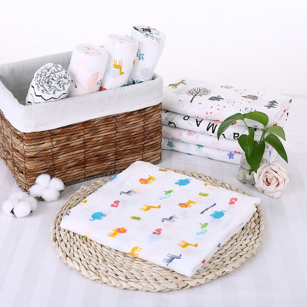 Baby Cotton Gauze Wrap Towel Infant Swaddle Blankets Zoo