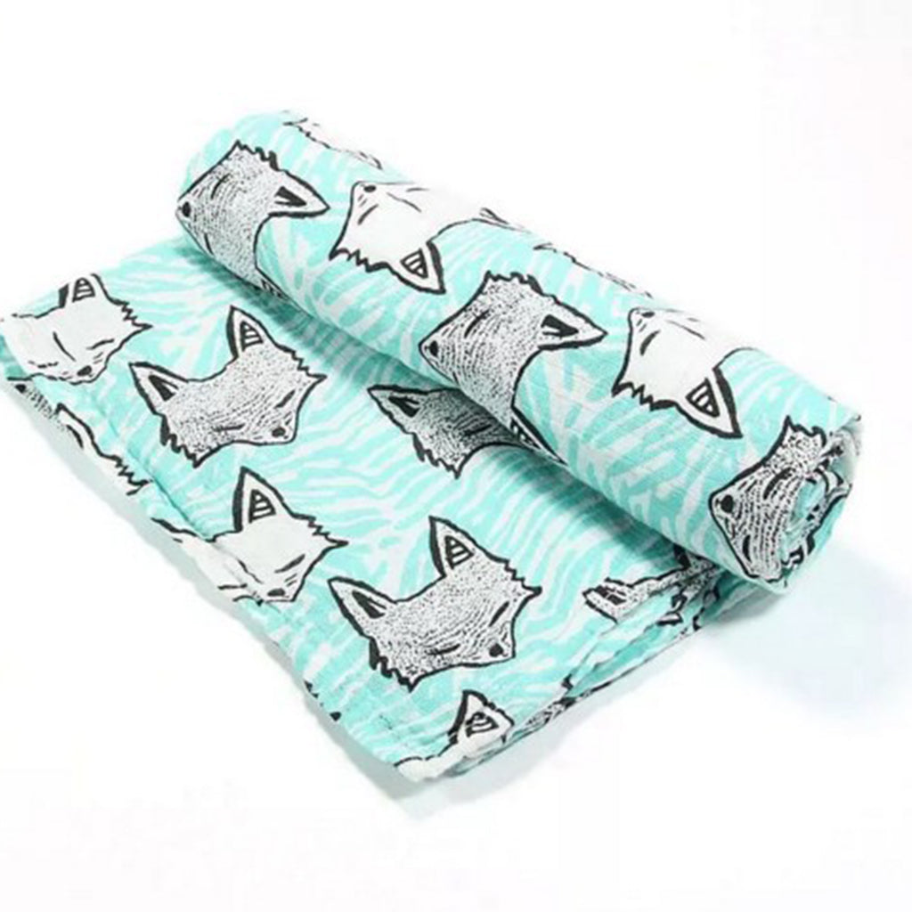 Baby Cotton Gauze Wrap Towel Infant Swaddle Blankets Green fox