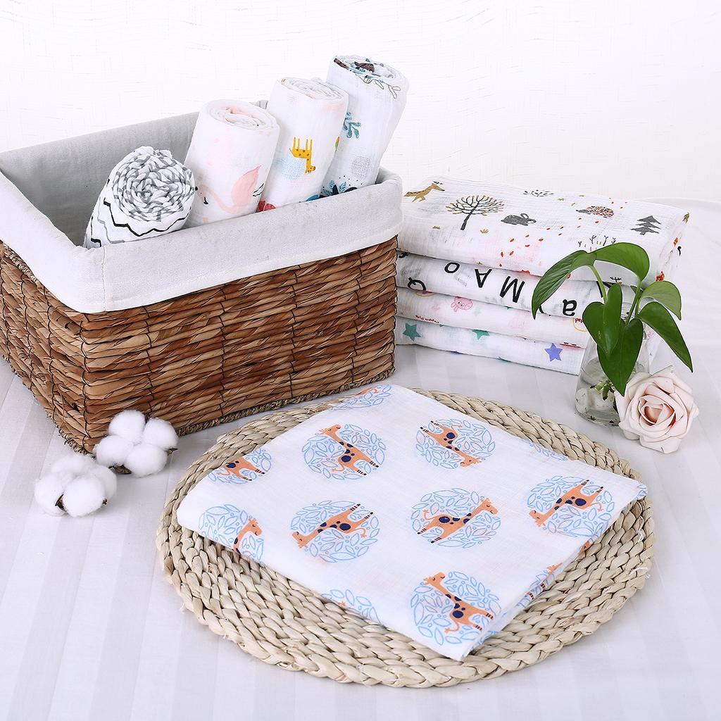 Baby Cotton Gauze Multi-purpose Towel Wrap Blanket Circle giraffe