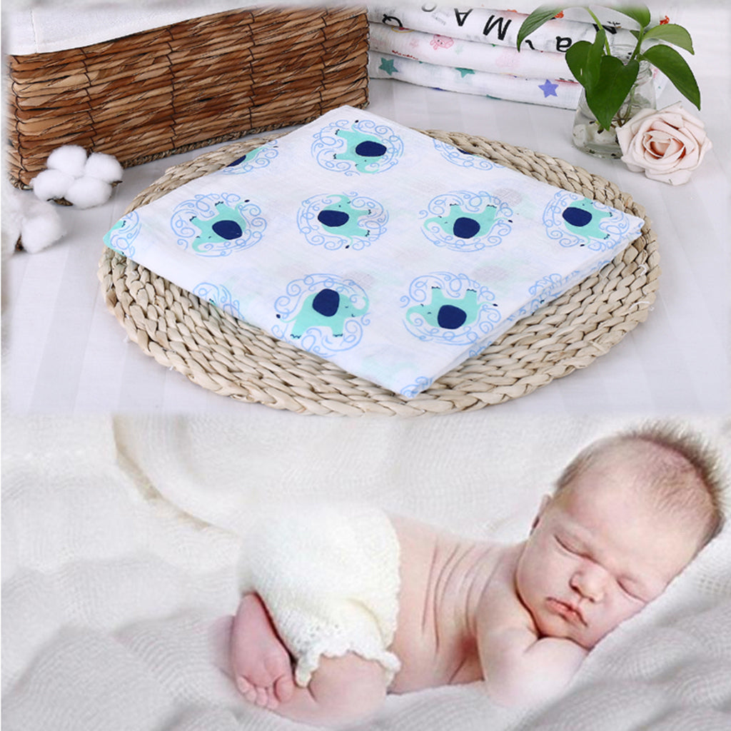 Baby Cotton Gauze Multi-purpose Towel Wrap Blanket Circle elephant