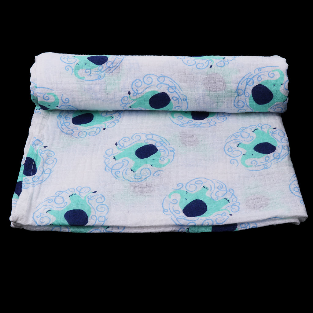 Baby Cotton Gauze Multi-purpose Towel Wrap Blanket Circle elephant