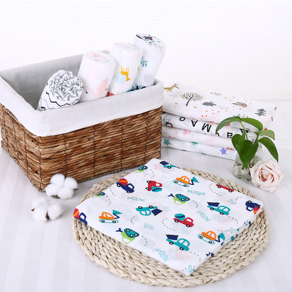 Baby Cotton Gauze Multi-purpose Towel Wrap Blanket Engineering vehicle