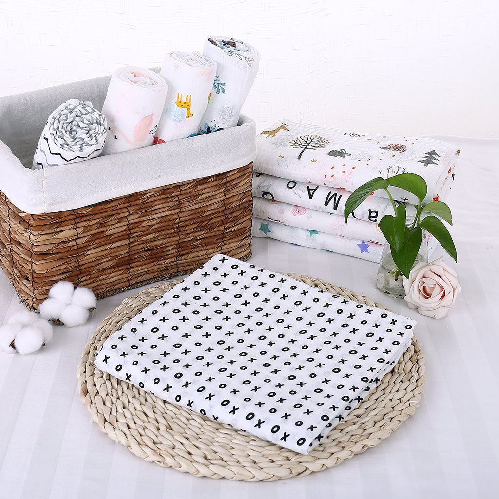 Baby Cotton Gauze Multi-purpose Towel Wrap Blanket Letter XO