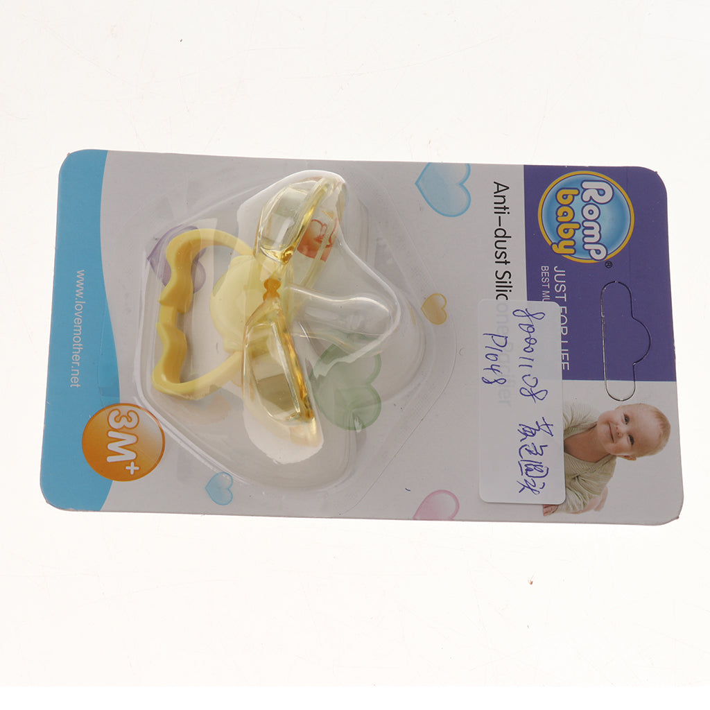 Flat Thumb Baby Orthodontic Pacifier Silicone Teat Nipple  Yellow round head