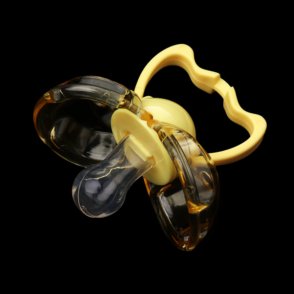 Flat Thumb Baby Orthodontic Pacifier Silicone Teat Nipple  Yellow round head