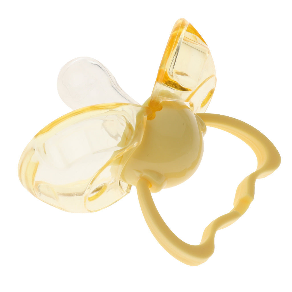 Flat Thumb Baby Orthodontic Pacifier Silicone Teat Nipple  Yellow round head