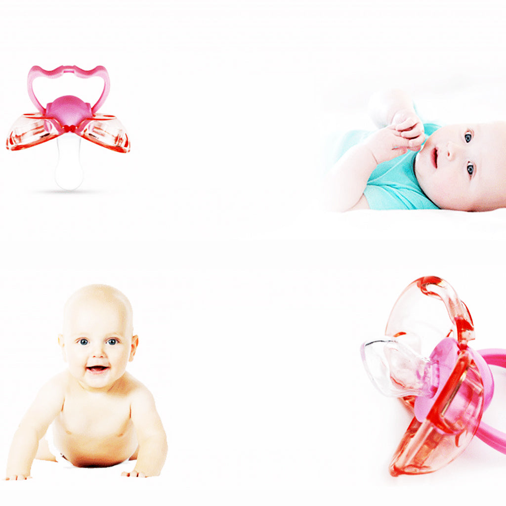 Flat Thumb Baby Orthodontic Pacifier Silicone Teat Nipple  Pink round head