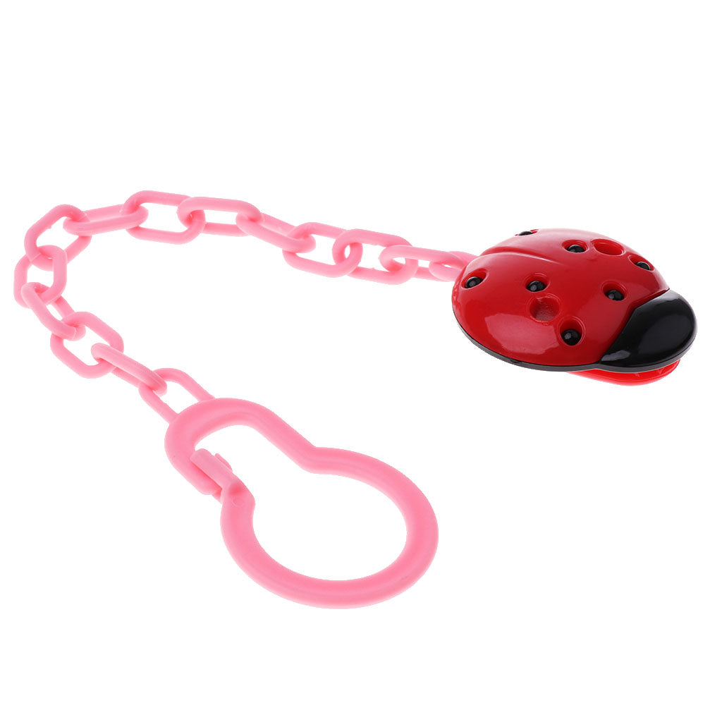 Baby Infant Dummy Pacifier Soother Nipple Cute Chain Clip Holder Red