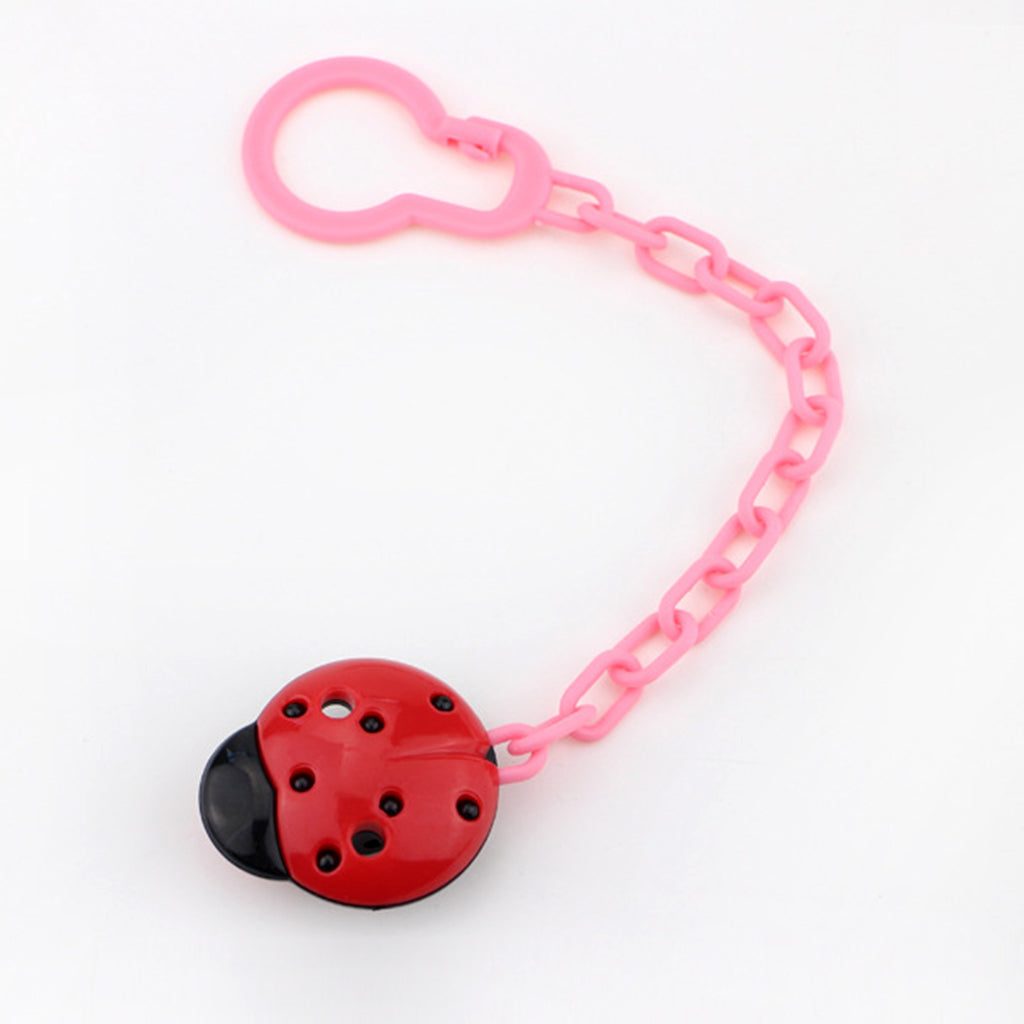 Baby Infant Dummy Pacifier Soother Nipple Cute Chain Clip Holder Red