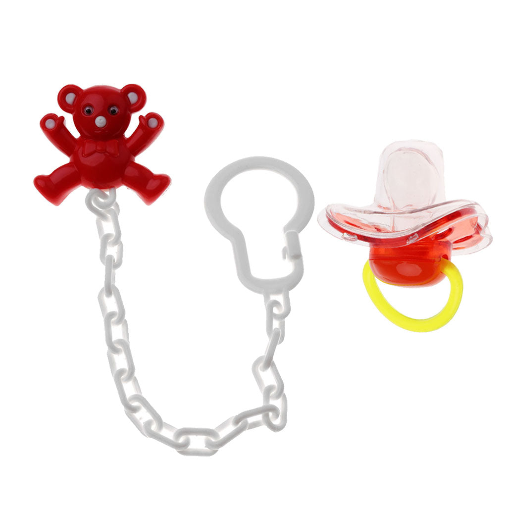 Baby Dummies Clips Holder Dummy Soother Pacifier Chain for Boys Girls Red