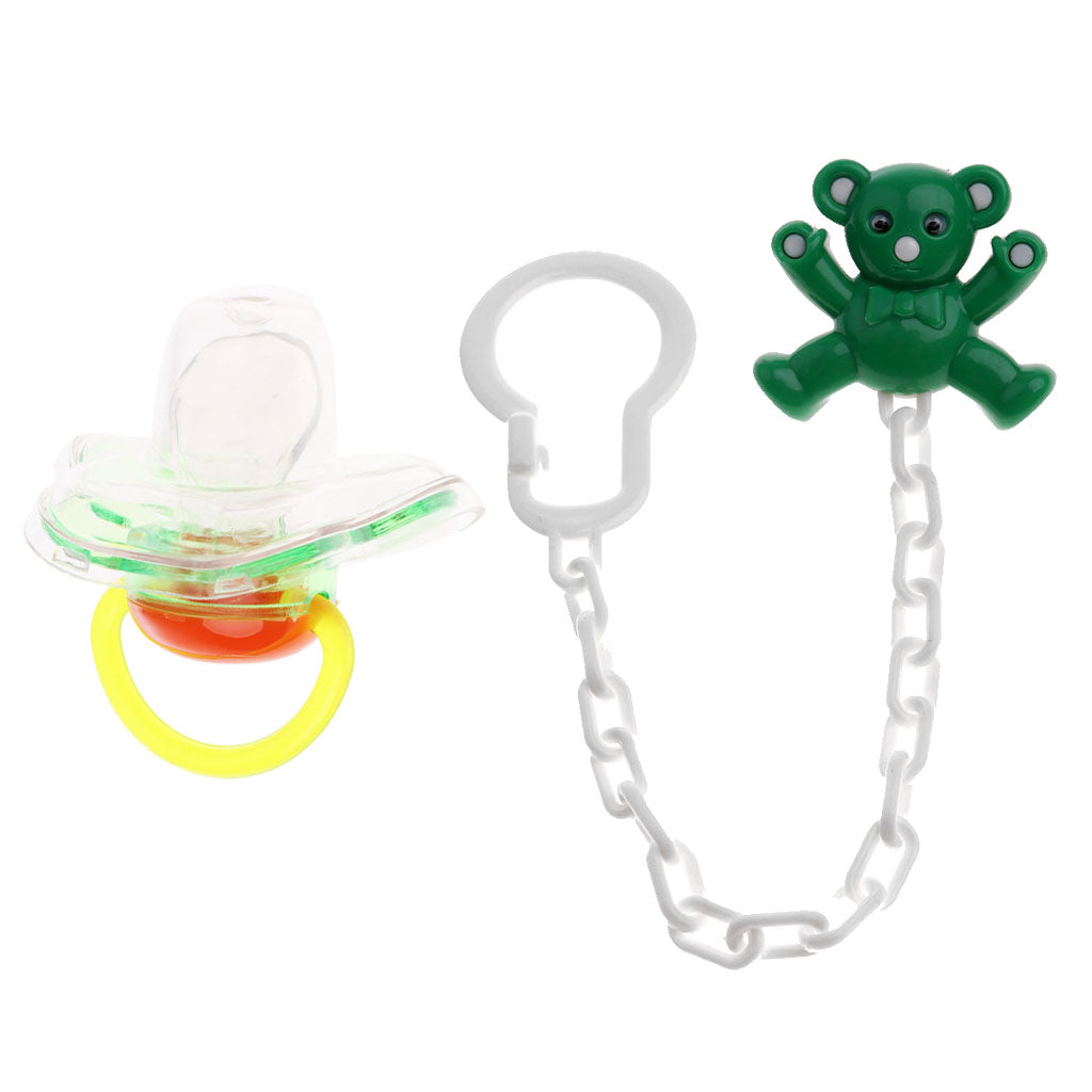 Baby Dummies Clips Holder Dummy Soother Pacifier Chain for Boys Girls Green