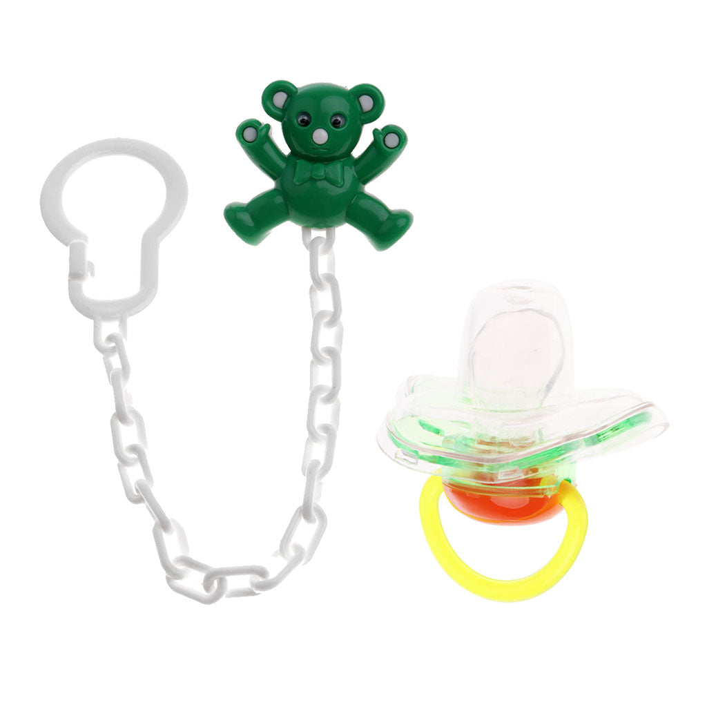 Baby Dummies Clips Holder Dummy Soother Pacifier Chain for Boys Girls Green