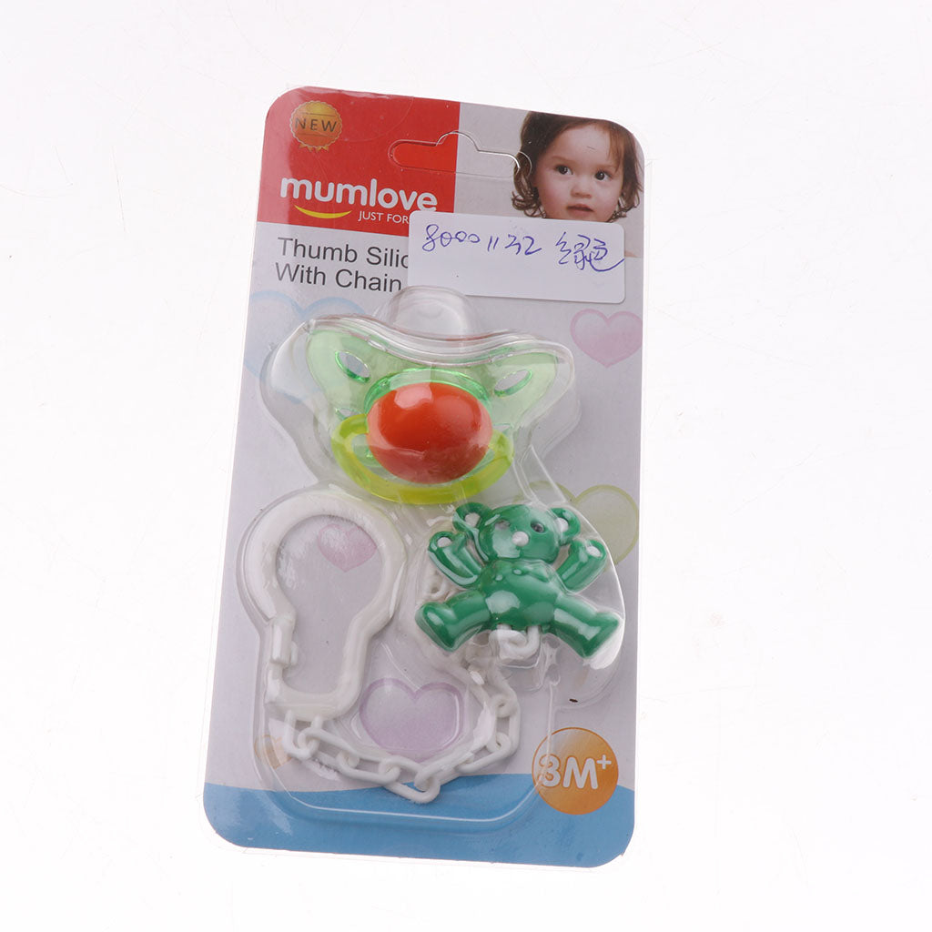 Baby Dummies Clips Holder Dummy Soother Pacifier Chain for Boys Girls Green