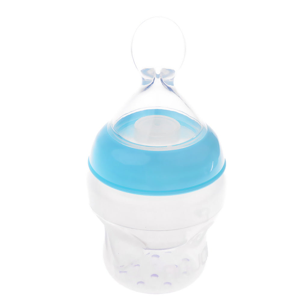 Baby Squeezing Feeding Spoon Silicone Rice Cereal Supplement Feeder Blue