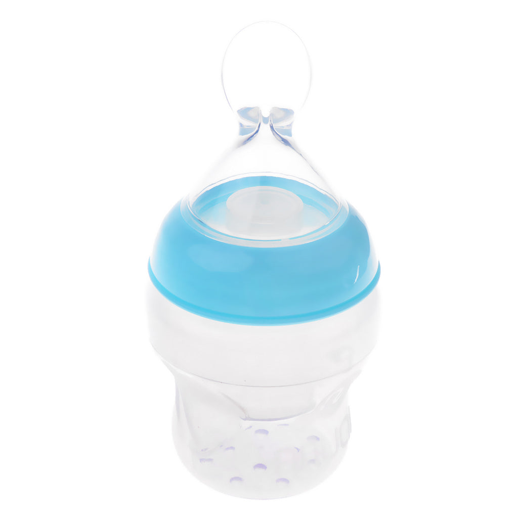 Baby Squeezing Feeding Spoon Silicone Rice Cereal Supplement Feeder Blue