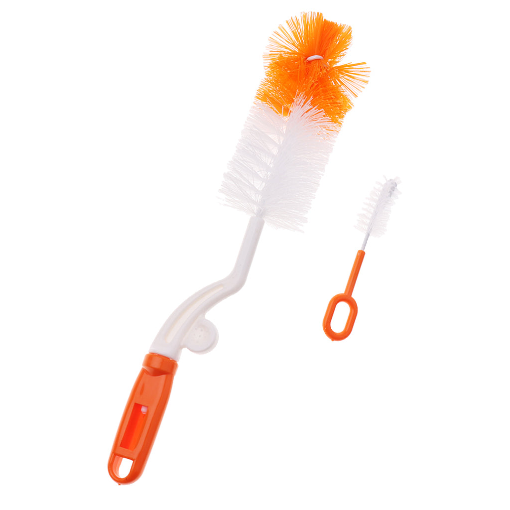 Baby Newborn Bottle Valve and Teat Brush Cleaning Set Orange