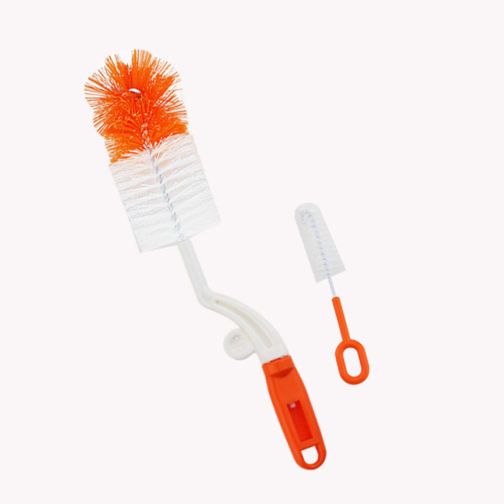 Baby Newborn Bottle Valve and Teat Brush Cleaning Set Orange