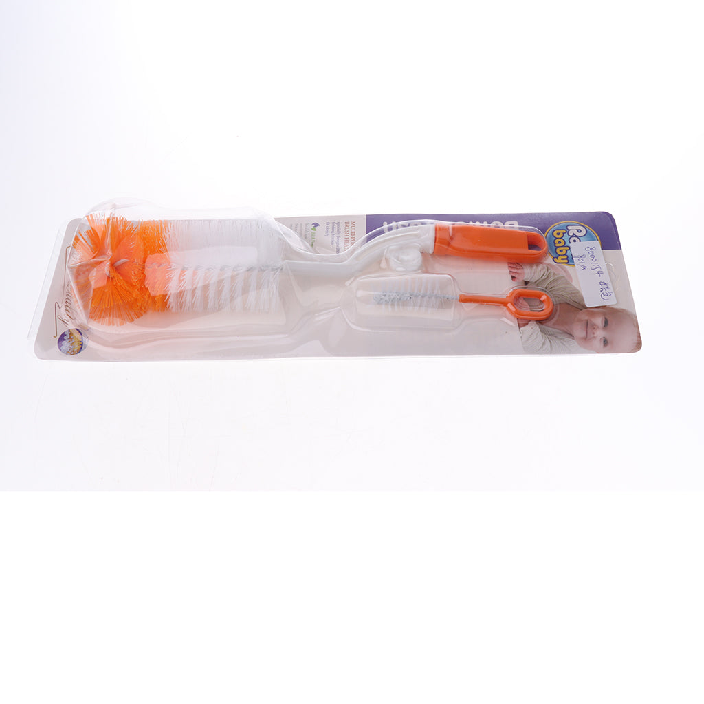 Baby Newborn Bottle Valve and Teat Brush Cleaning Set Orange