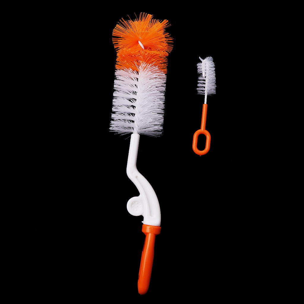 Baby Newborn Bottle Valve and Teat Brush Cleaning Set Orange