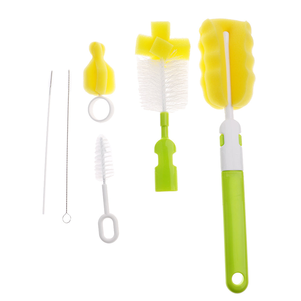 6 in 1 Bottle Brush Cleaner Kit, Cleaning Brush Set  Green