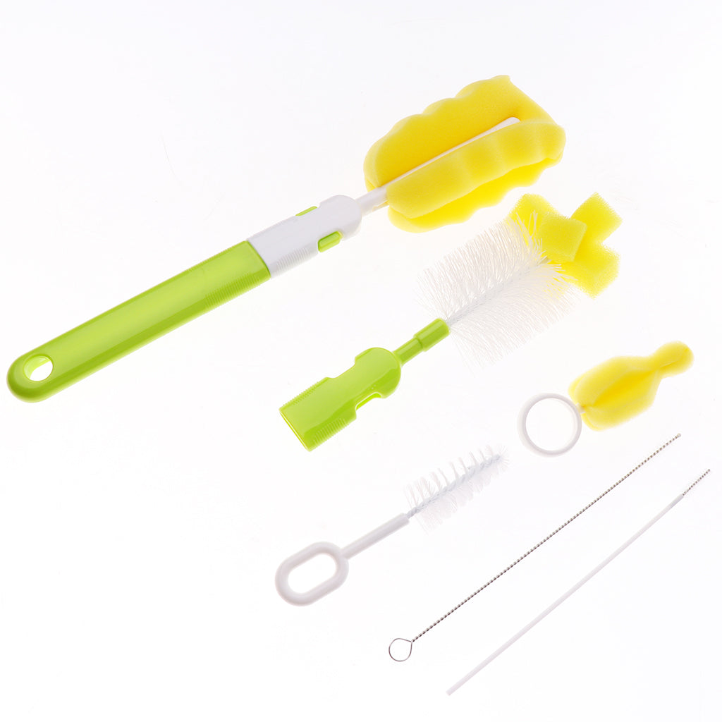 6 in 1 Bottle Brush Cleaner Kit, Cleaning Brush Set  Green