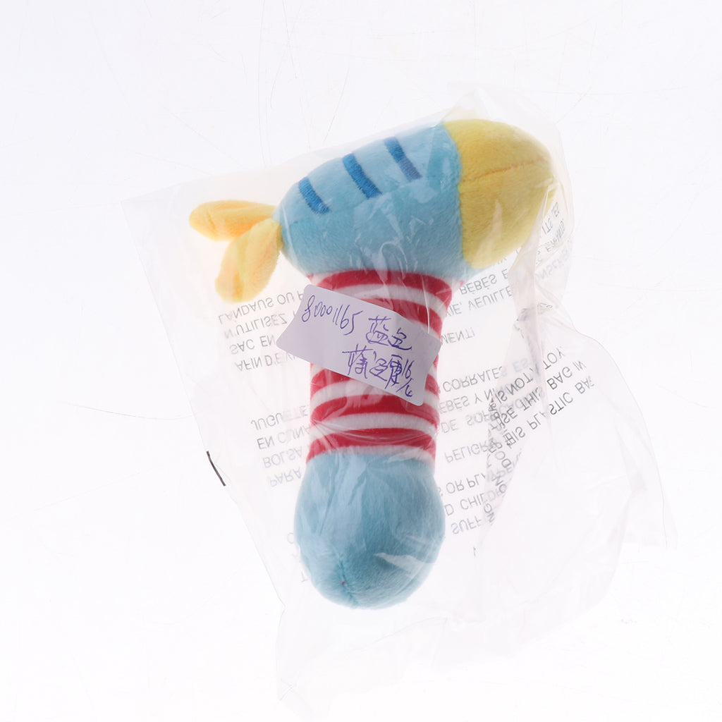 Cartoon Stuffed Animal Baby Soft Plush Hand Rattle Toy Infant blue