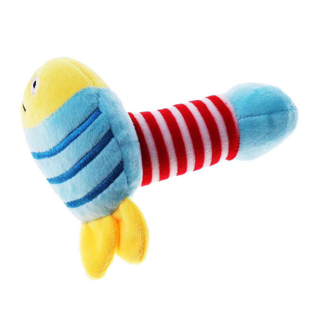 Cartoon Stuffed Animal Baby Soft Plush Hand Rattle Toy Infant blue