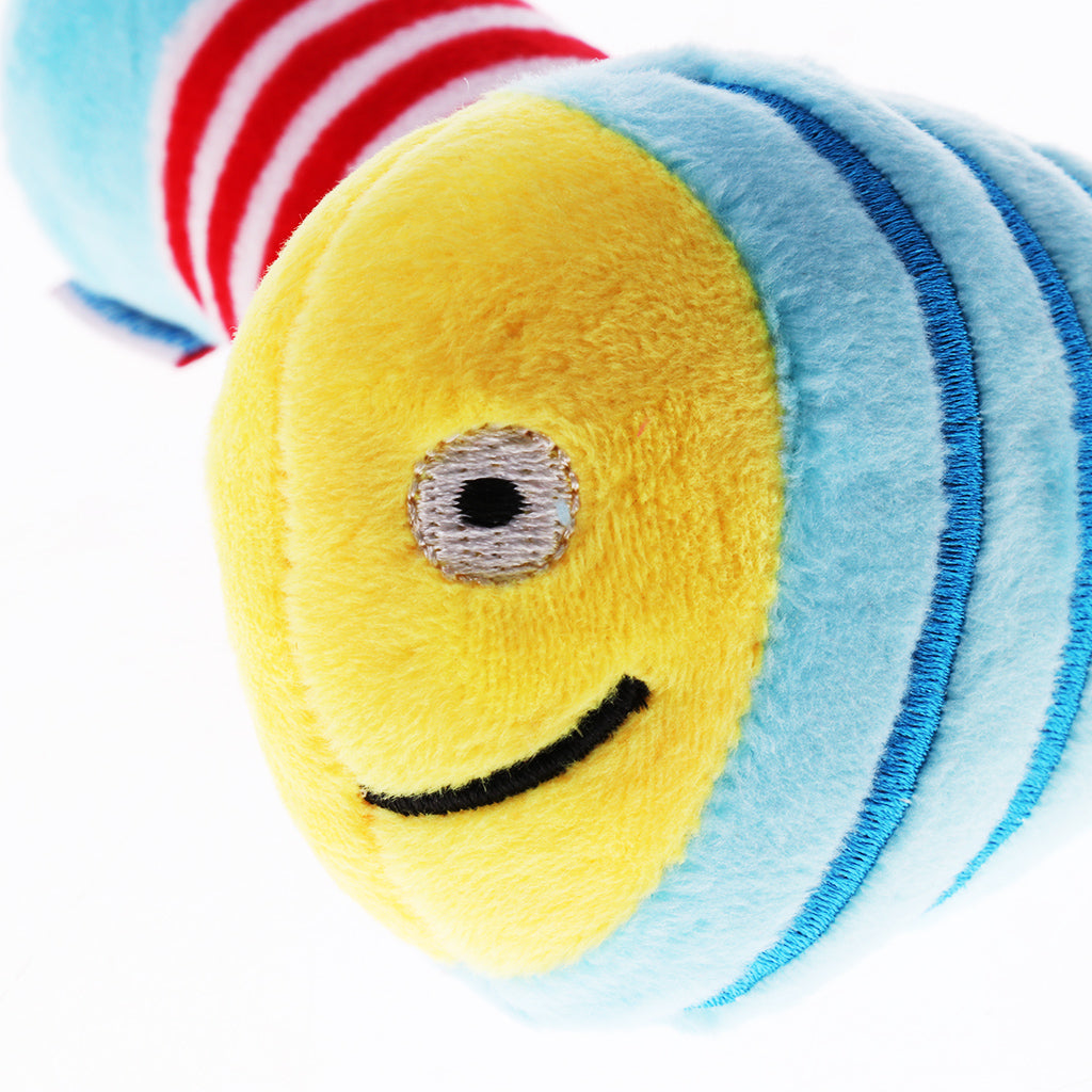 Cartoon Stuffed Animal Baby Soft Plush Hand Rattle Toy Infant blue