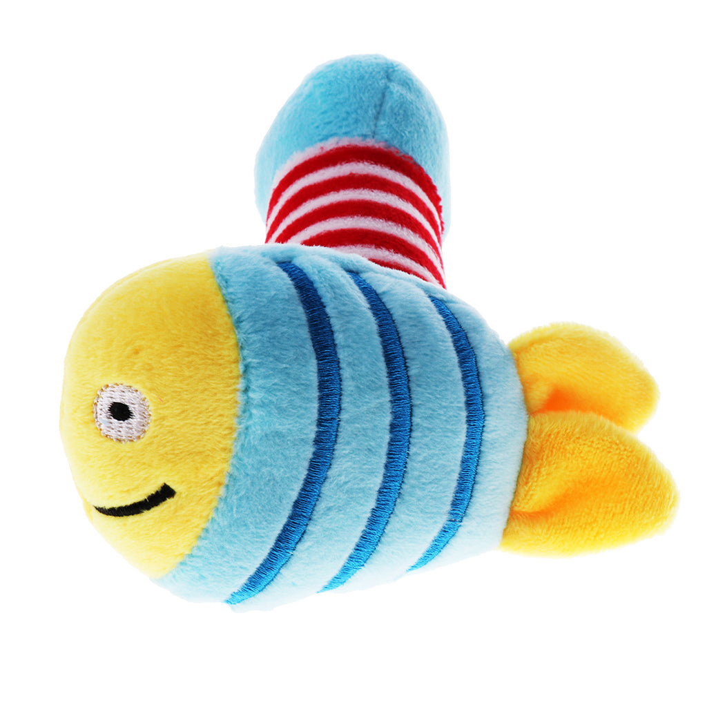 Cartoon Stuffed Animal Baby Soft Plush Hand Rattle Toy Infant blue