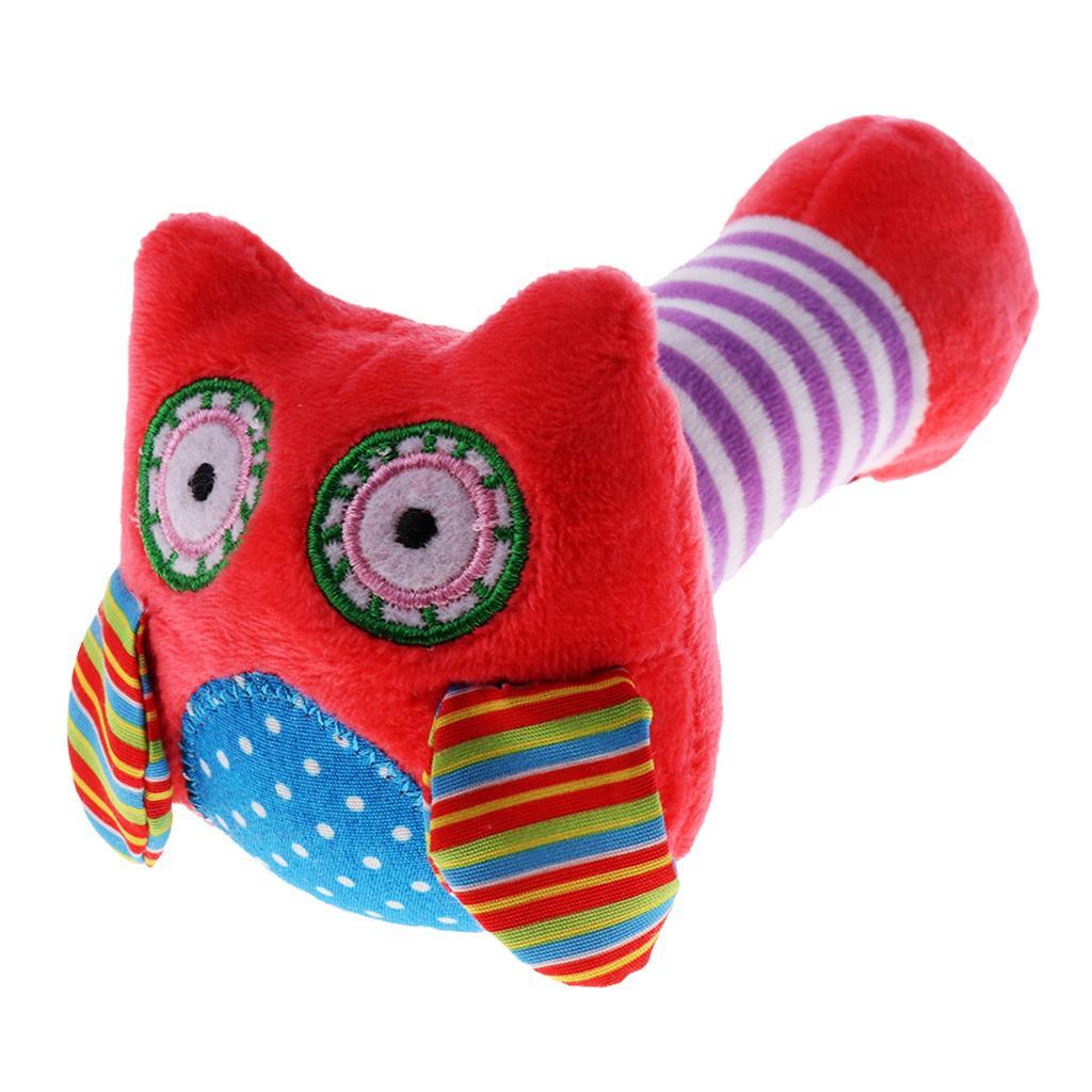 Cartoon Stuffed Animal Baby Soft Plush Hand Rattle Toy Infant watermelon red