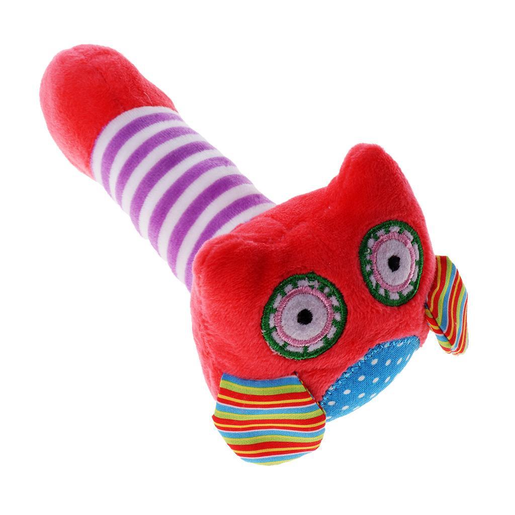 Cartoon Stuffed Animal Baby Soft Plush Hand Rattle Toy Infant watermelon red