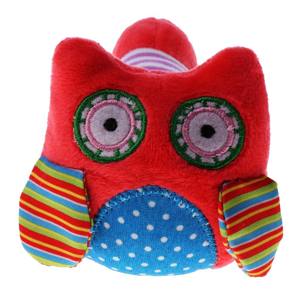 Cartoon Stuffed Animal Baby Soft Plush Hand Rattle Toy Infant watermelon red