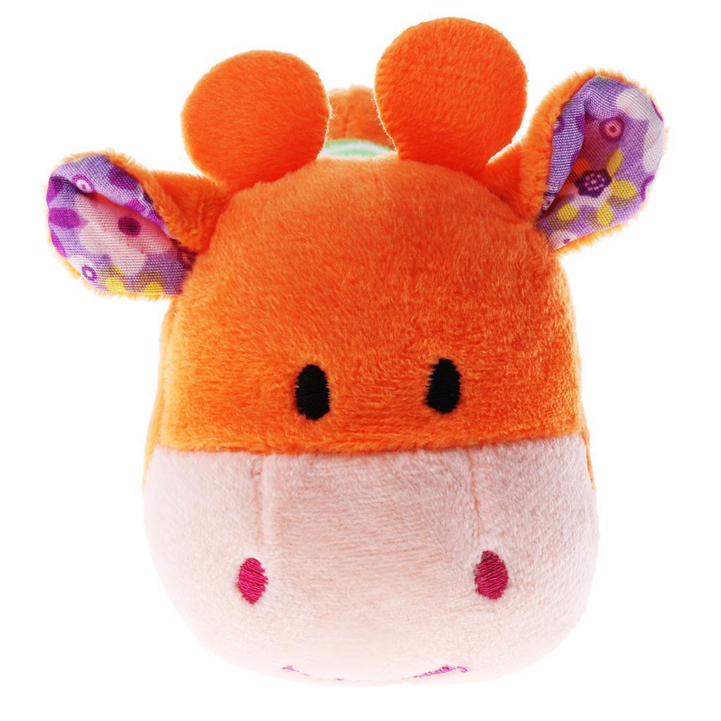 Cartoon Stuffed Animal Baby Soft Plush Hand Rattle Toy Infant orange