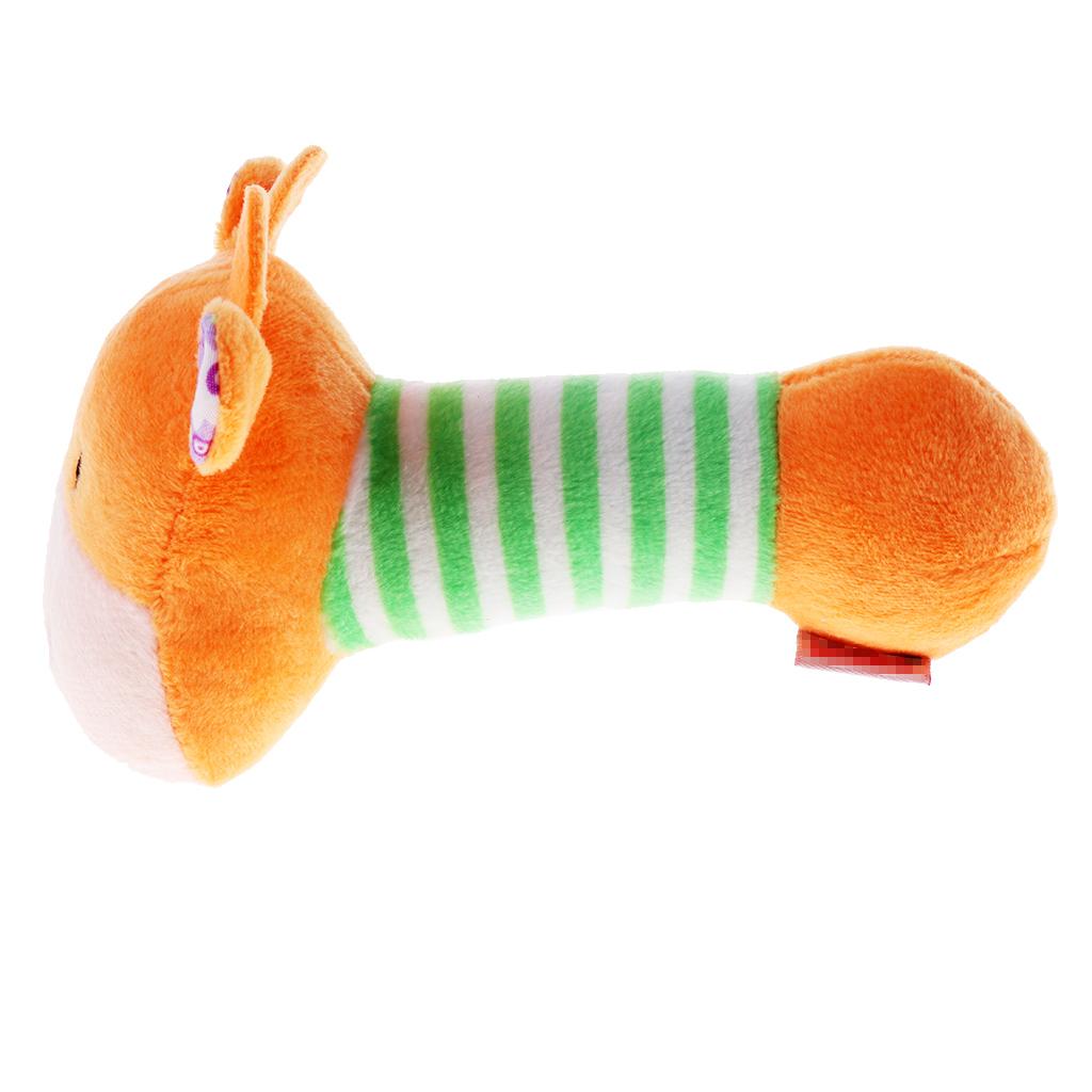 Cartoon Stuffed Animal Baby Soft Plush Hand Rattle Toy Infant orange