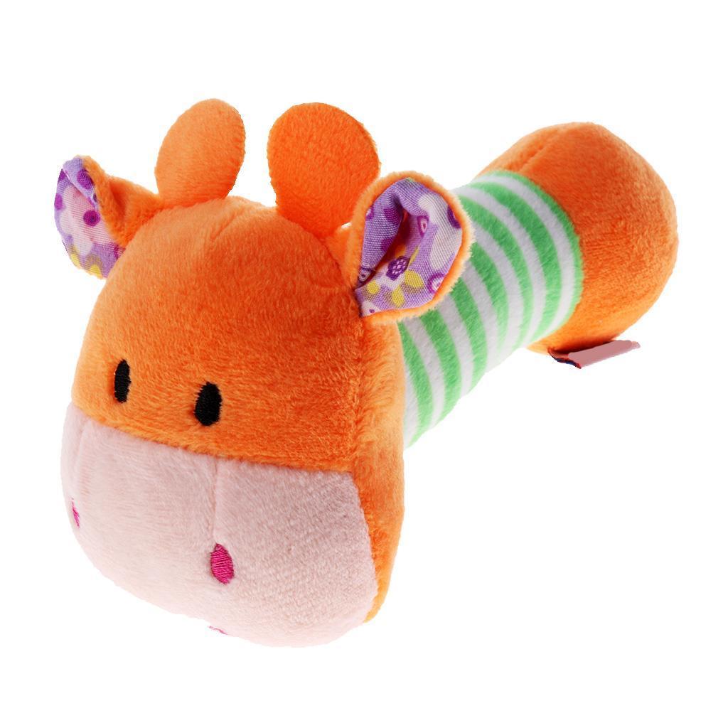 Cartoon Stuffed Animal Baby Soft Plush Hand Rattle Toy Infant orange